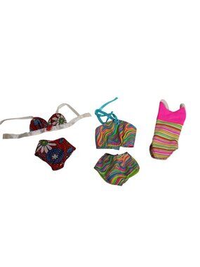 Vintage Various Barbie Doll Swimwear Swim Suits Bikinis Hawaiian Floral